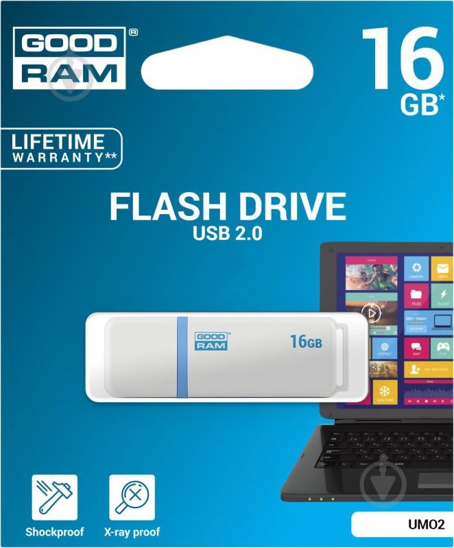 Флеш-пам'ять GOODRAM UMO2 16 ГБ USB 2.0 white (UMO2-0160W0R11) - фото 2