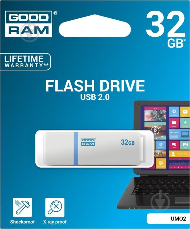 Флеш-пам'ять GOODRAM UMO2 32 ГБ USB 2.0 white (UMO2-0320W0R11) - фото 2