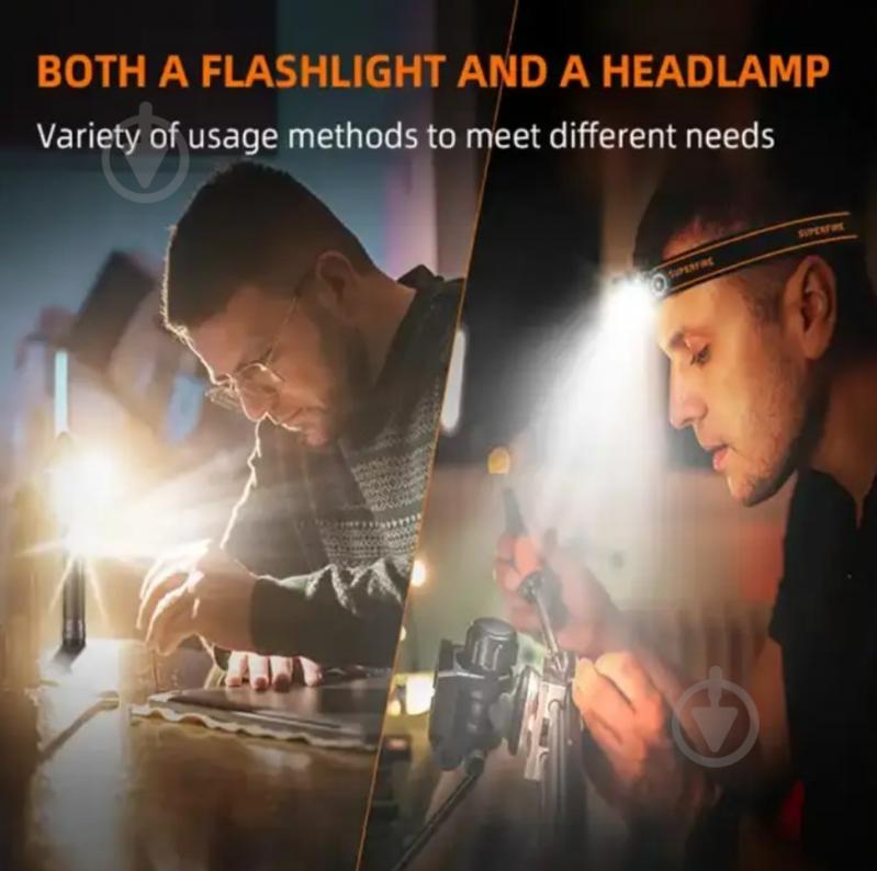 Фонарик аккумуляторный SuperFire 460 Lm черный TH03 - фото 2