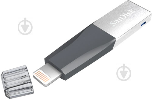 Флеш-память SanDisk iXpand Mini 128 ГБ USB 3.0/Lightning black/silver (SDIX40N-128G-GN6NE) - фото 2