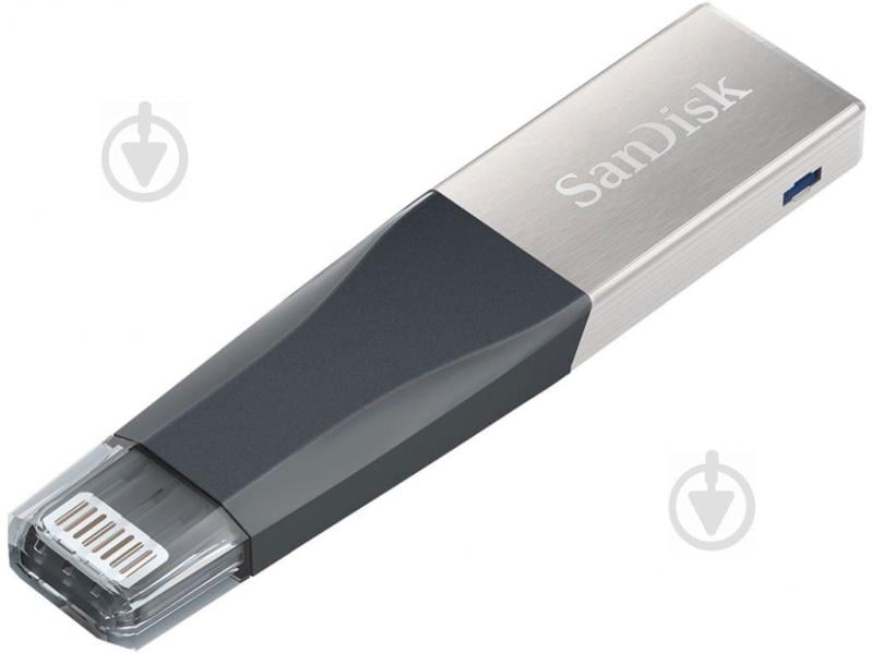 Флеш-память SanDisk iXpand Mini 128 ГБ USB 3.0/Lightning black/silver (SDIX40N-128G-GN6NE) - фото 3