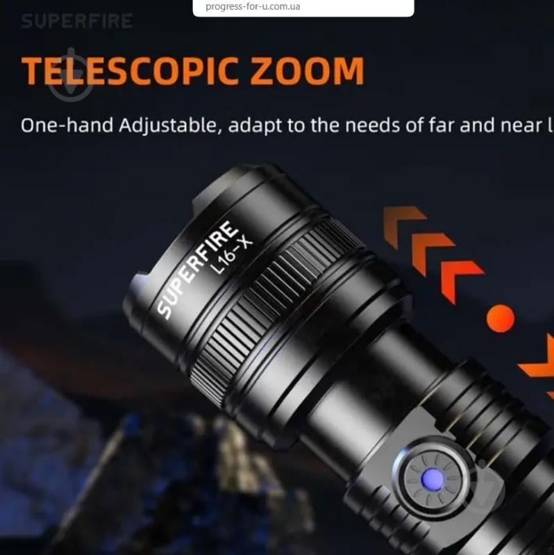 Фонарь тактический SuperFire 900 Lm черный A20 - фото 4