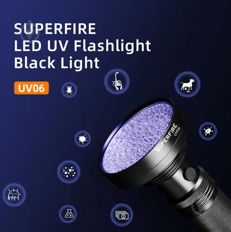 Фонарь рабочий SuperFire черный UV06 - фото 4 Фонарь рабочий SuperFire черный UV06 - фото 4