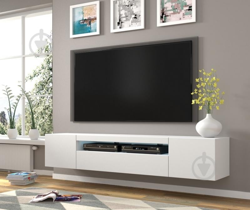 Тумба під ТВ BIM Furniture Aura 3д 2000x420x370 мм білий матовий(TV_STAND_AURA_200_WHITE_MAT_LE) - фото 3 Тумба під ТВ BIM Furniture Aura 3д 2000x420x370 мм білий матовий(TV_STAND_AURA_200_WHITE_MAT_LE) - фото 3