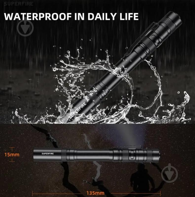 Фонарик карманный SuperFire 121 Lm черный L28 - фото 3 Фонарик карманный SuperFire 121 Lm черный L28 - фото 3