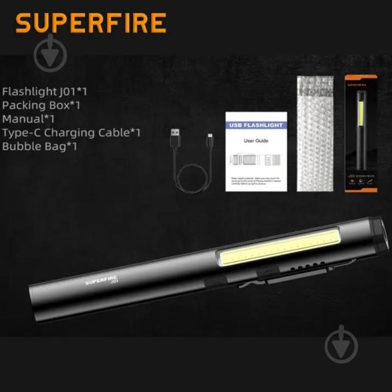Фонарик карманный SuperFire 400 Lm черный J01 - фото 7