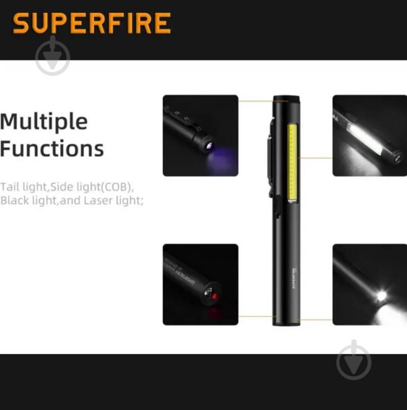 Фонарик карманный SuperFire 400 Lm черный J01 - фото 2