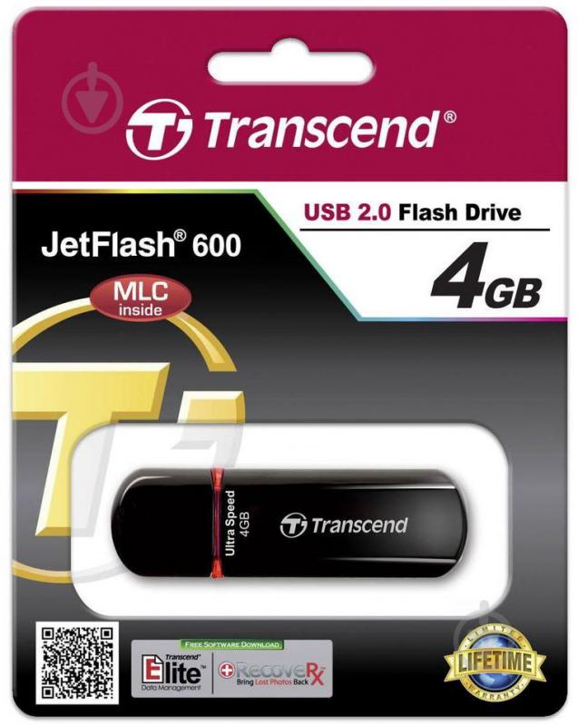 Флеш-пам'ять Transcend JetFlash 600 4 ГБ USB 2.0 black (TS4GJF600) - фото 3