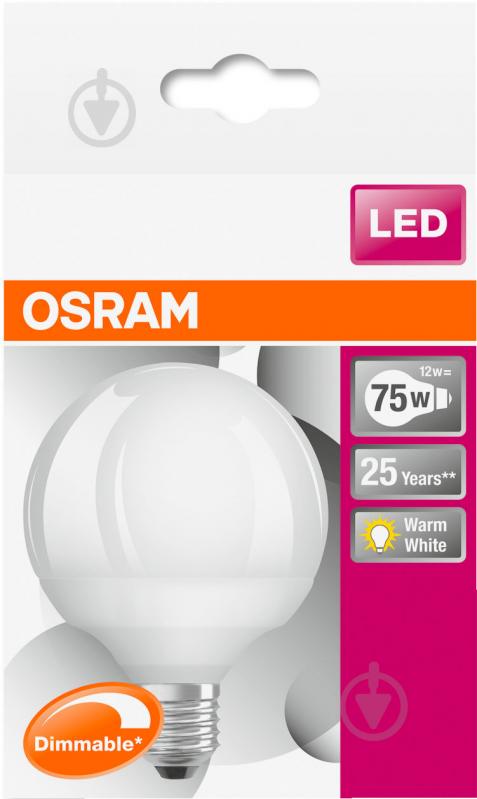 Лампа світлодіодна Osram Dimmable 12 Вт G95 матова E27 220 В 2700 К 4052899961159 - фото 2