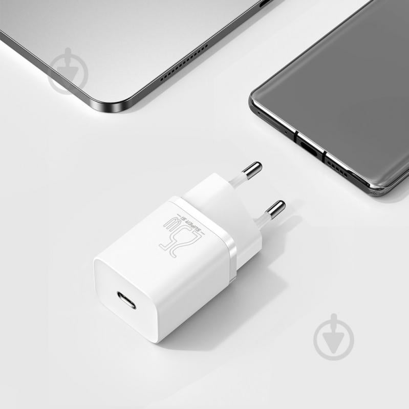 Сетевое зарядное устройство BASEUS Super Si Quick Charger 1C 25W EU White - фото 9