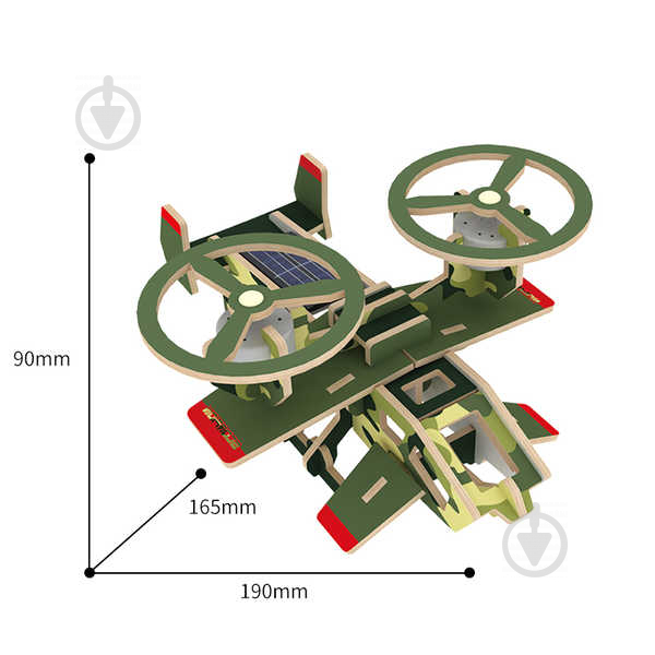 Конструктор деревянный Robotime Вертолет Самсон с солнечной батареей P350S - фото 2