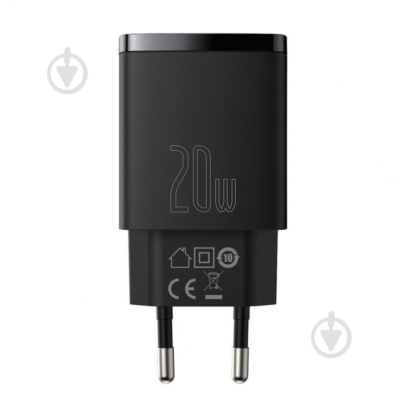 Мережевий зарядний пристрій BASEUS Compact Quick Charger U+C 20W EU Black - фото 2