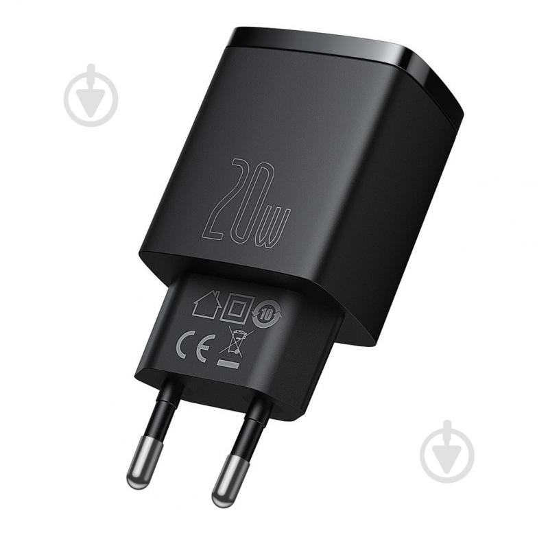 Мережевий зарядний пристрій BASEUS Compact Quick Charger U+C 20W EU Black - фото 3