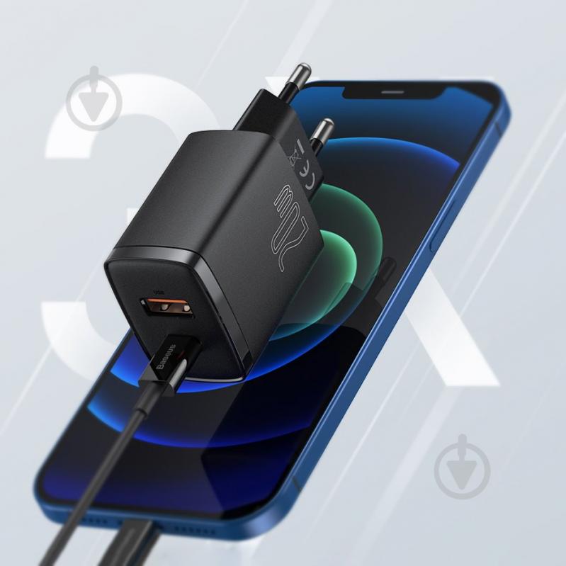 Мережевий зарядний пристрій BASEUS Compact Quick Charger U+C 20W EU Black - фото 8