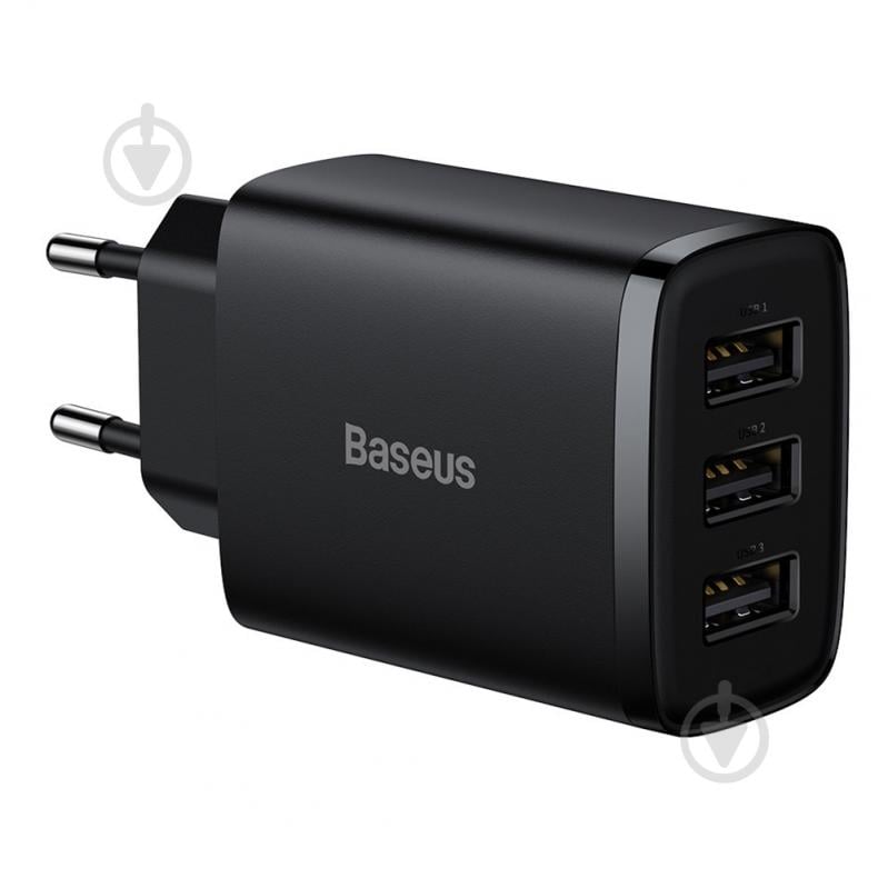 Сетевое зарядное устройство BASEUS Compact Charger 3U 17W EU Black - фото 2