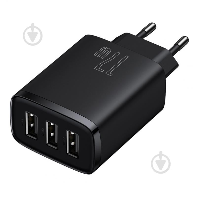 Сетевое зарядное устройство BASEUS Compact Charger 3U 17W EU Black - фото 4