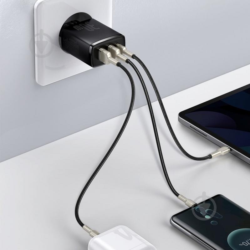 Сетевое зарядное устройство BASEUS Compact Quick Charger 2U+C 30W EU Black - фото 12