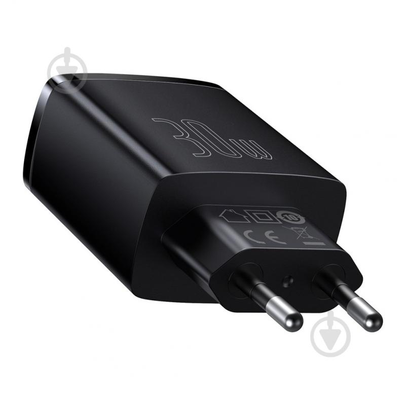 Сетевое зарядное устройство BASEUS Compact Quick Charger 2U+C 30W EU Black - фото 4