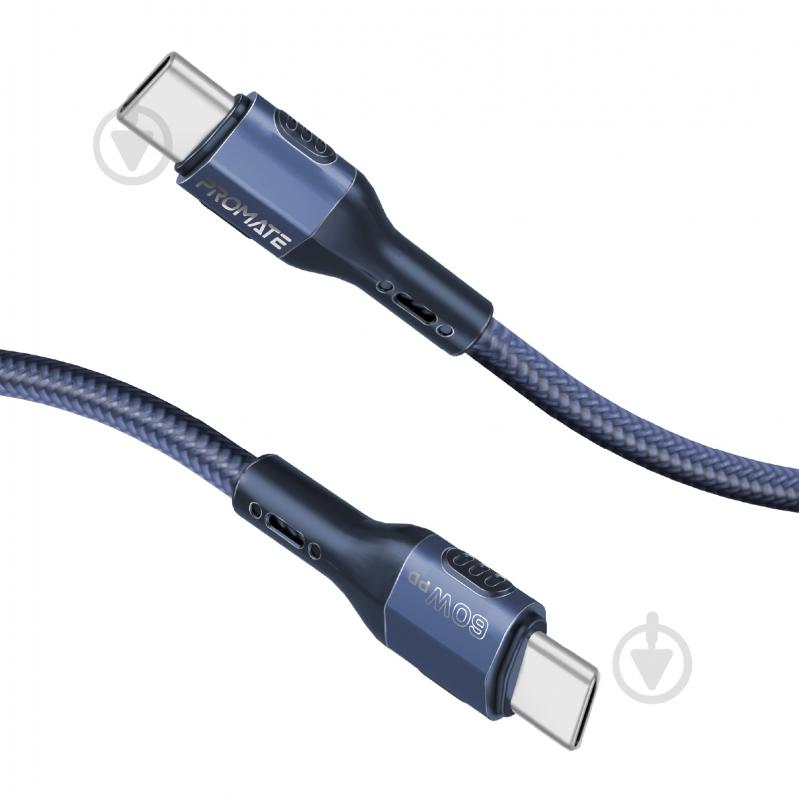 Кабель Promate FletchLink-СС USB-C to USB-C 60W Power Delivery 1,2 м Blue (fletchlink-cc.blue) - фото 1 Кабель Promate FletchLink-СС USB-C to USB-C 60W Power Delivery 1,2 м Blue (fletchlink-cc.blue) - фото 1
