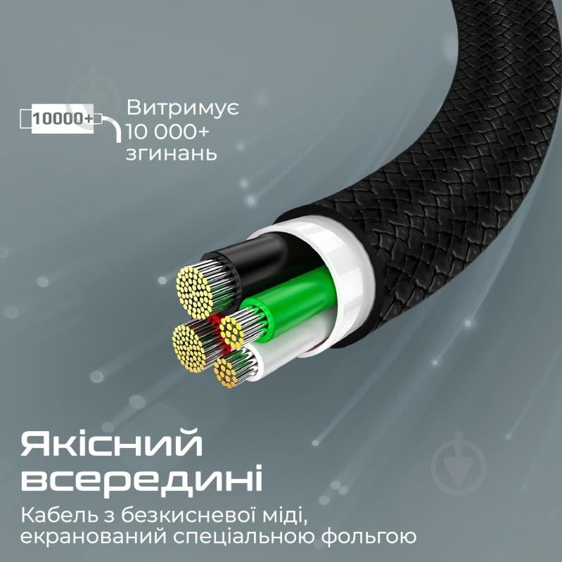 Кабель Promate xCord-CC200 USB-C to USB-C 3А 2 м black (xcord-cc200.black) - фото 4