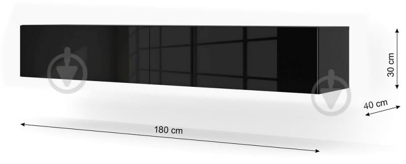 Тумба под ТВ BIM Furniture Bingo 2д 1800x300x400 мм черный матовый/черный глянец (BINGO_180_HIGH GLOSS (MOQ 30) - фото 3 Тумба под ТВ BIM Furniture Bingo 2д 1800x300x400 мм черный матовый/черный глянец (BINGO_180_HIGH GLOSS (MOQ 30) - фото 3