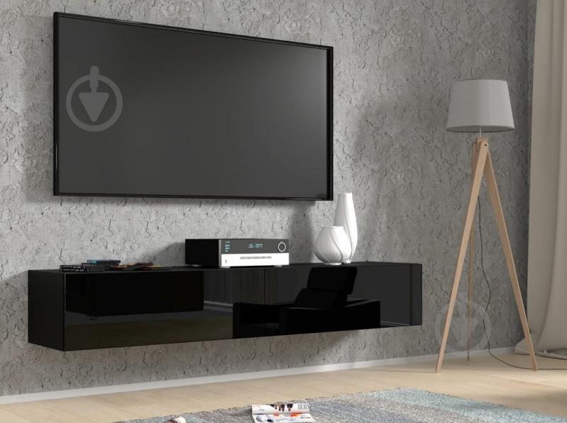 Тумба под ТВ BIM Furniture Bingo 2д 1800x300x400 мм черный матовый/черный глянец (BINGO_180_HIGH GLOSS (MOQ 30) - фото 4 Тумба под ТВ BIM Furniture Bingo 2д 1800x300x400 мм черный матовый/черный глянец (BINGO_180_HIGH GLOSS (MOQ 30) - фото 4