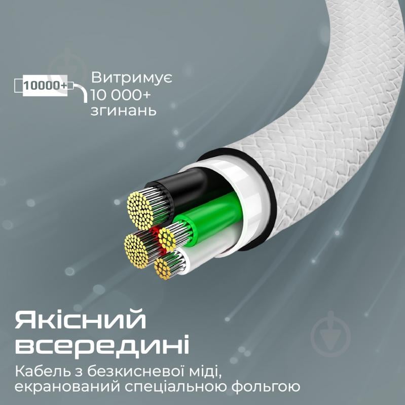 Кабель Promate xCord-CC200 USB-C to USB-C 3А 2 м white (xcord-cc200.white) - фото 4 Кабель Promate xCord-CC200 USB-C to USB-C 3А 2 м white (xcord-cc200.white) - фото 4