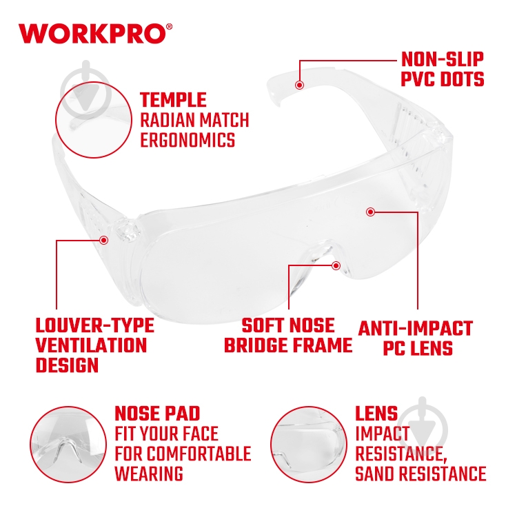 Очки защитные WORKPRO WP372000 - фото 4