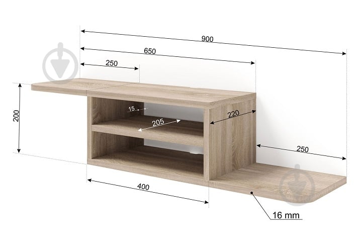 Тумба под ТВ BIM Furniture Dedal 900x200x220 мм дуб сонома(DEDAL_TV_STAND_90_SONOMA_OAK) - фото 2 Тумба под ТВ BIM Furniture Dedal 900x200x220 мм дуб сонома(DEDAL_TV_STAND_90_SONOMA_OAK) - фото 2