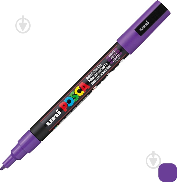 Маркер UNI POSCA 0.9-1.3мм PC-3M.Violet фиолетовый - фото 1 Маркер UNI POSCA 0.9-1.3мм PC-3M.Violet фиолетовый - фото 1