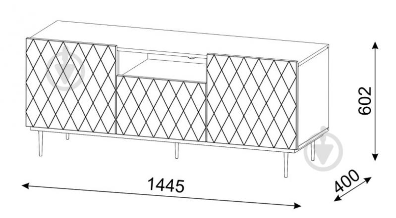 Тумба під ТВ BIM Furniture Diuna 1450x600x400 мм чорний/білий матовий (DIUNA_RTV2D1K_145_WHITE_MAT_BL) - фото 3 Тумба під ТВ BIM Furniture Diuna 1450x600x400 мм чорний/білий матовий (DIUNA_RTV2D1K_145_WHITE_MAT_BL) - фото 3