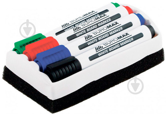 Набор маркеров Buromax для магнитных досок + мочалка BM.8800-84 разноцветный - фото 1