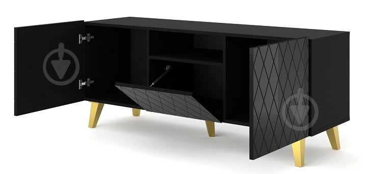 Тумба під ТВ BIM Furniture Diuna HG 1450x620x420 мм золотий/чорний матовий (DIUNA_RTV_145_3D1K_BM_BG_GL) - фото 2 Тумба під ТВ BIM Furniture Diuna HG 1450x620x420 мм золотий/чорний матовий (DIUNA_RTV_145_3D1K_BM_BG_GL) - фото 2