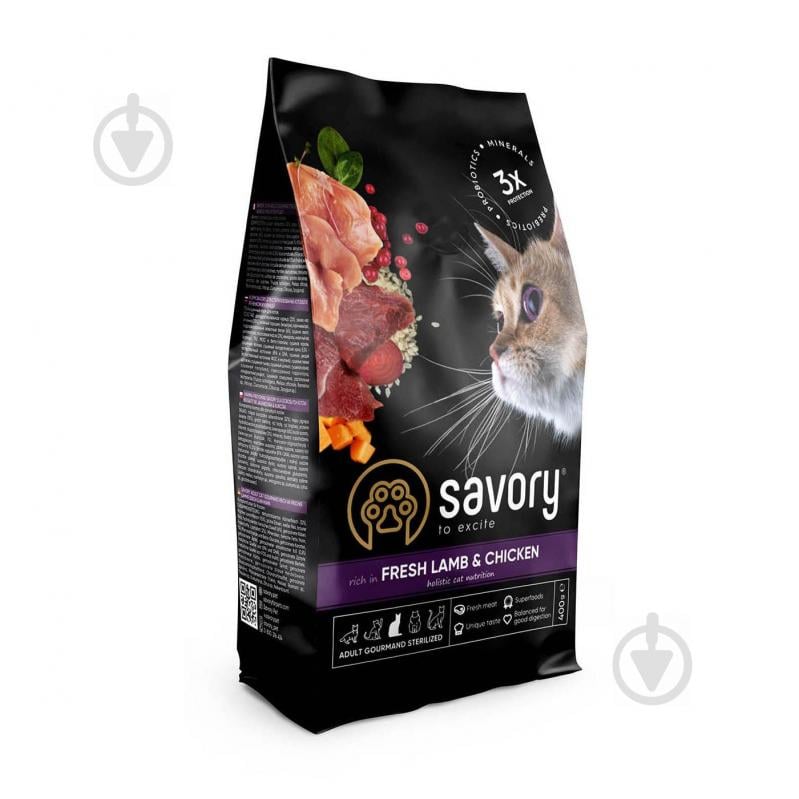 Корм Savory для стерилізованих котів (ягня та курка) 400 г - фото 1