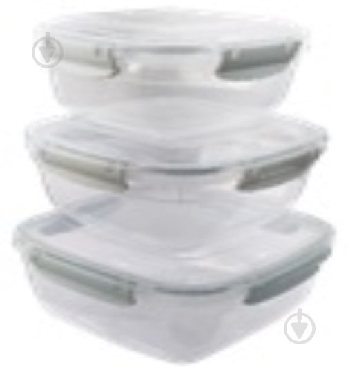 Набір контейнерів Stars Plast 3 шт. 0,9/1,5/2,4 л прозорий/сірий - фото 1