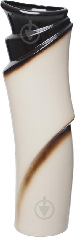 Ваза керамическая черная с бежевым Иллюзия 46 см - фото 2