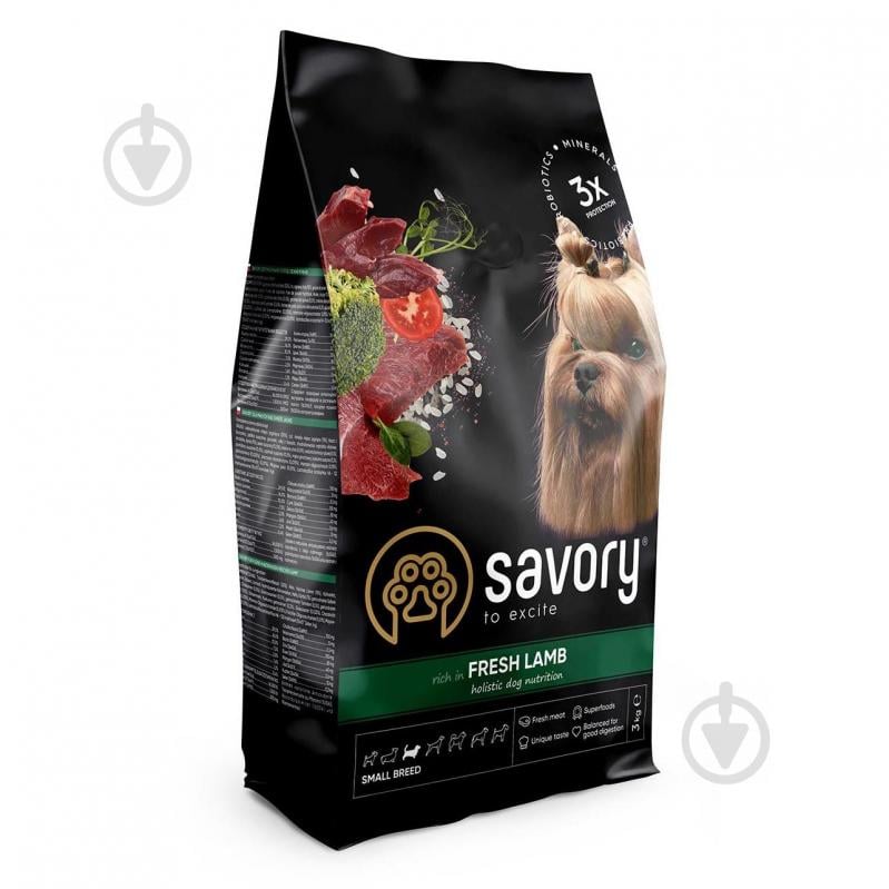 Корм для малых пород Savory сухой для собак гурманов малых пород Свежий ягненок 3 кг 3 кг - фото 1