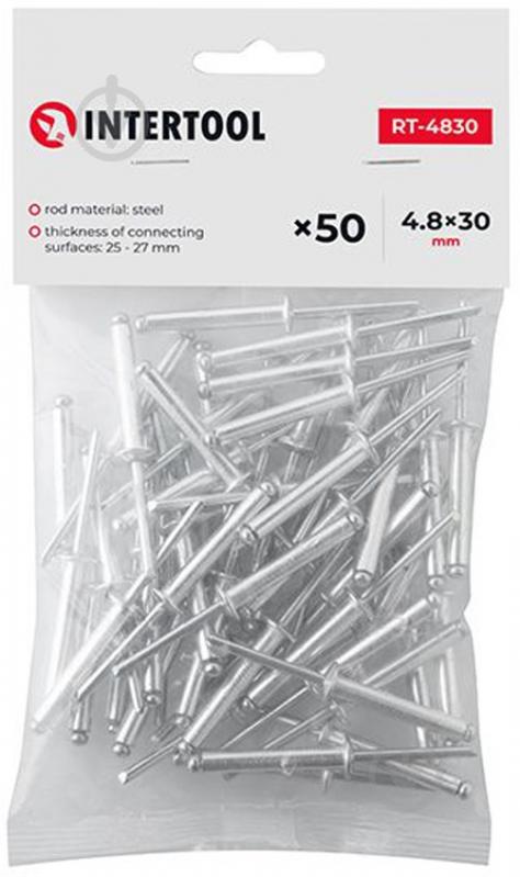Заклепка 4,8х30 мм 50 шт./уп. Intertool RT-4830 - фото 1 Заклепка 4,8х30 мм 50 шт./уп. Intertool RT-4830 - фото 1