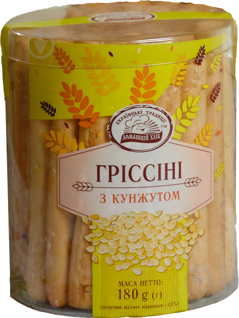 Грісіні ТМ Домашній хліб з кунжутом тубус 180г - фото 1