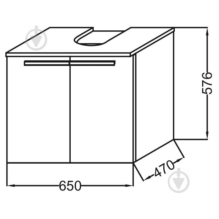 Комплект Jacob Delafon Struktura EB1382-N14 + EGC112-00 (тумба антрацит 65 см з умивальником 55 см) - фото 2