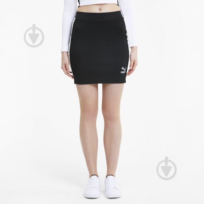 Юбка Puma Classics Ribbed Skirt 59764901 р. XS черный - фото 1