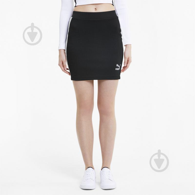 Спідниця Puma Classics Ribbed Skirt 59764901 р. S чорний - фото 1