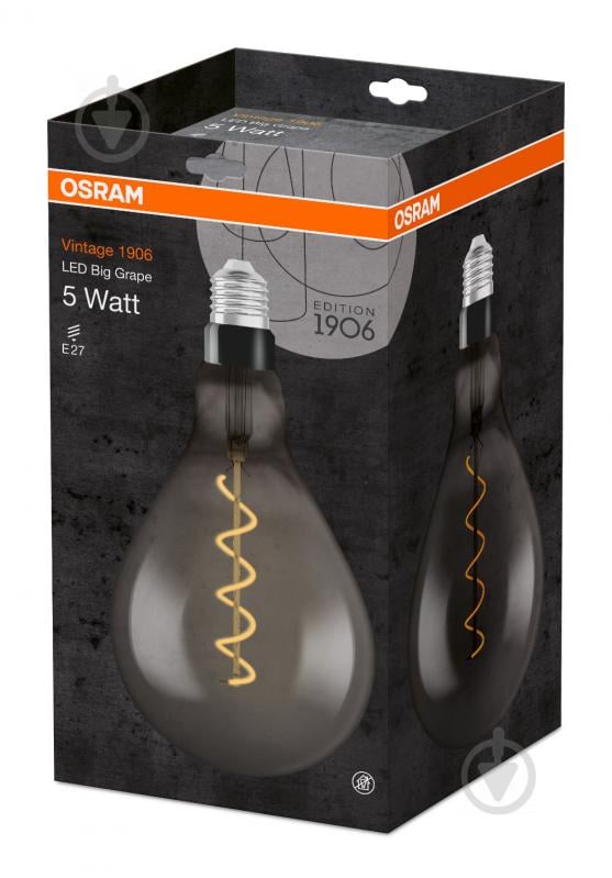 Лампа світлодіодна Osram Fil Vintage 1906 Led Grape A160 5 Вт E27 1800 К 220 В прозора 4058075269903 - фото 2