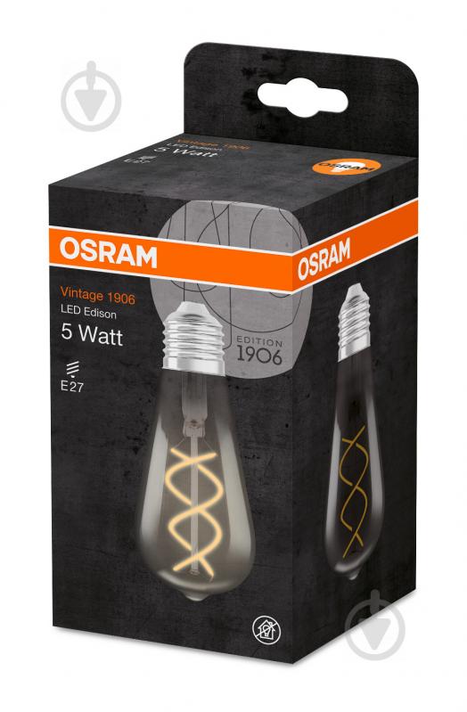 Лампа светодиодная Osram Fil Vintage 1906 Gray ST64 4 Вт E27 1800 К 220 В прозрачная 4058075269941 - фото 2