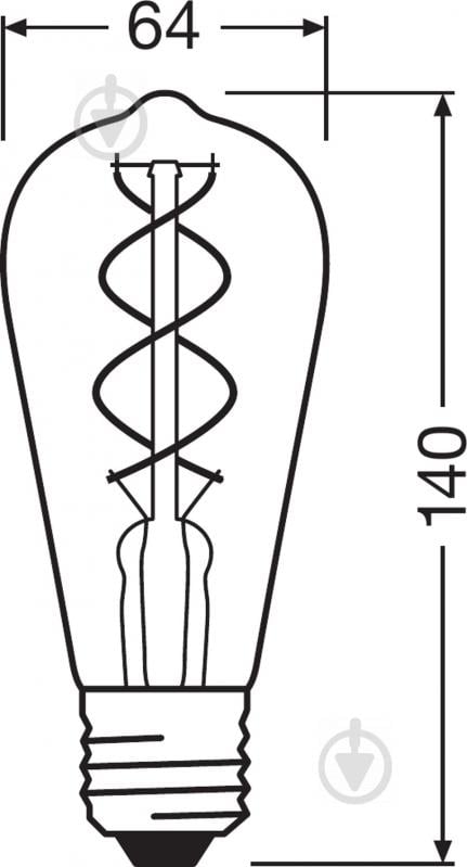 Лампа светодиодная Osram Fil Vintage 1906 Gray ST64 4 Вт E27 1800 К 220 В прозрачная 4058075269941 - фото 3