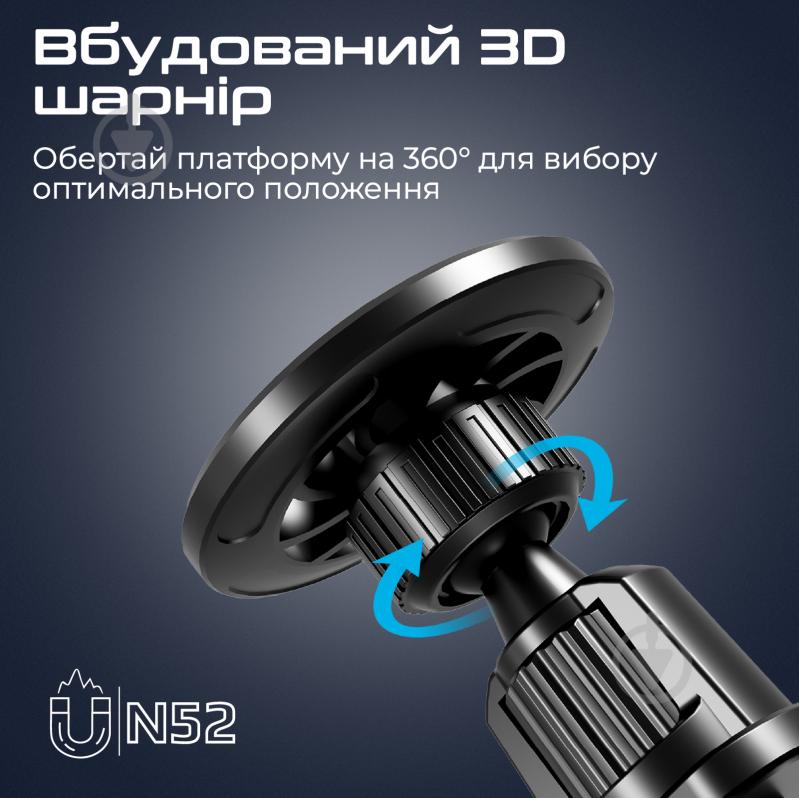 Автодержатель для телефона магнитный Promate Clipmount черный - фото 4