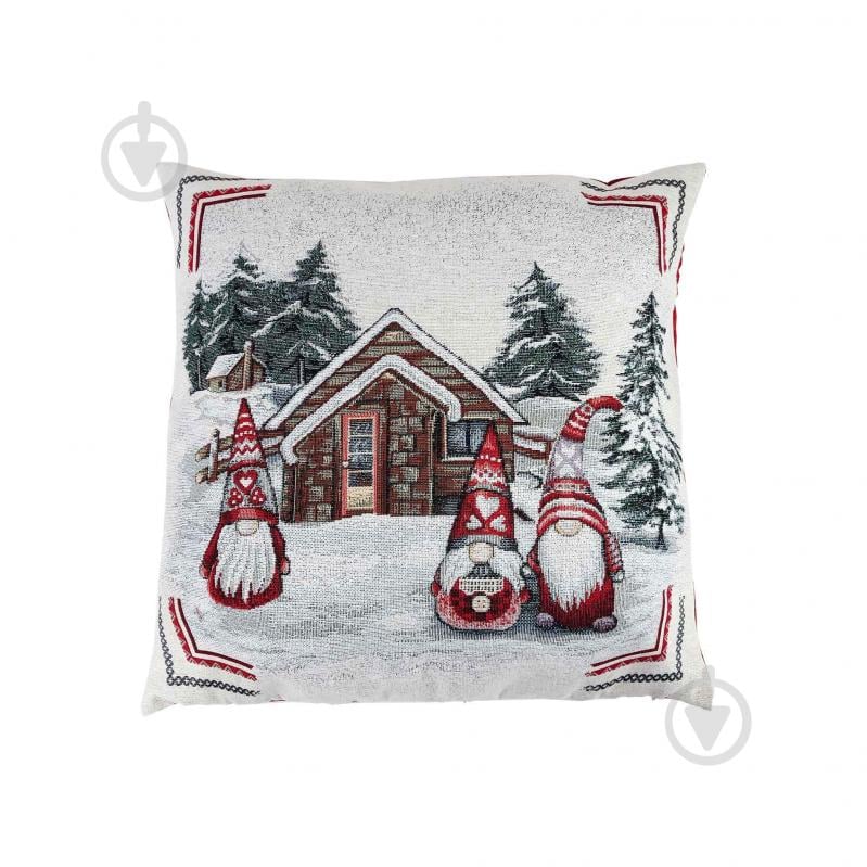 Подушка декоративна Snowfall Три гноми біля хатинки 45x45 см Прованс - фото 1 Подушка декоративна Snowfall Три гноми біля хатинки 45x45 см Прованс - фото 1