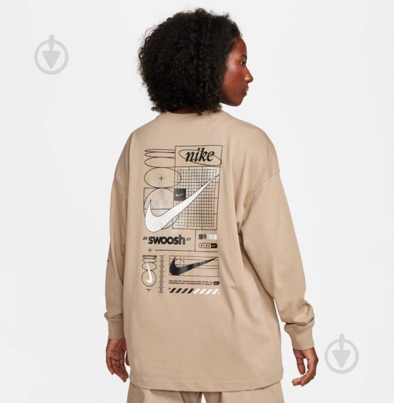 Футболка Nike W NSW LS TEE BF PRINT SW FV4971-247 р.XS бежевый - фото 2