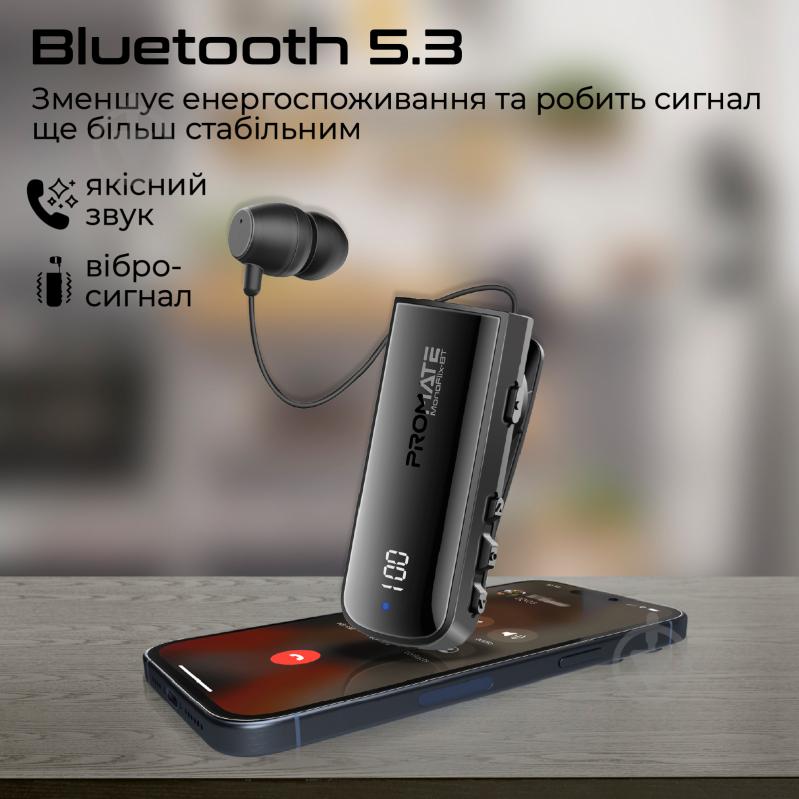 Bluetooth-гарнитура Promate Monoflix-bt black (monoflix-bt.black) - фото 3