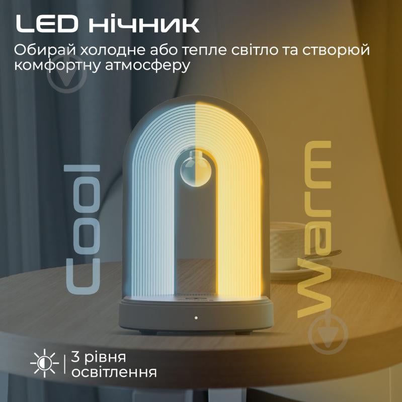 Настільна лампа з бездротовою зарядкою Promate Globe-Qi з Bluetooth колонкою LED White - фото 4